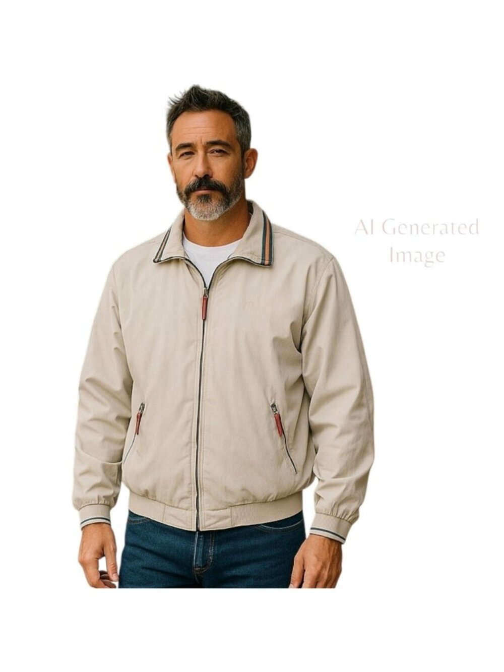 WINCHESTER Beige Men Zip Front  5 Pockets Lined Cotton Blend Jacket Size Large